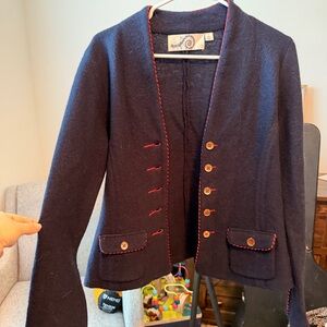 Rosie Assoulin Navy Blazer with Red Trim